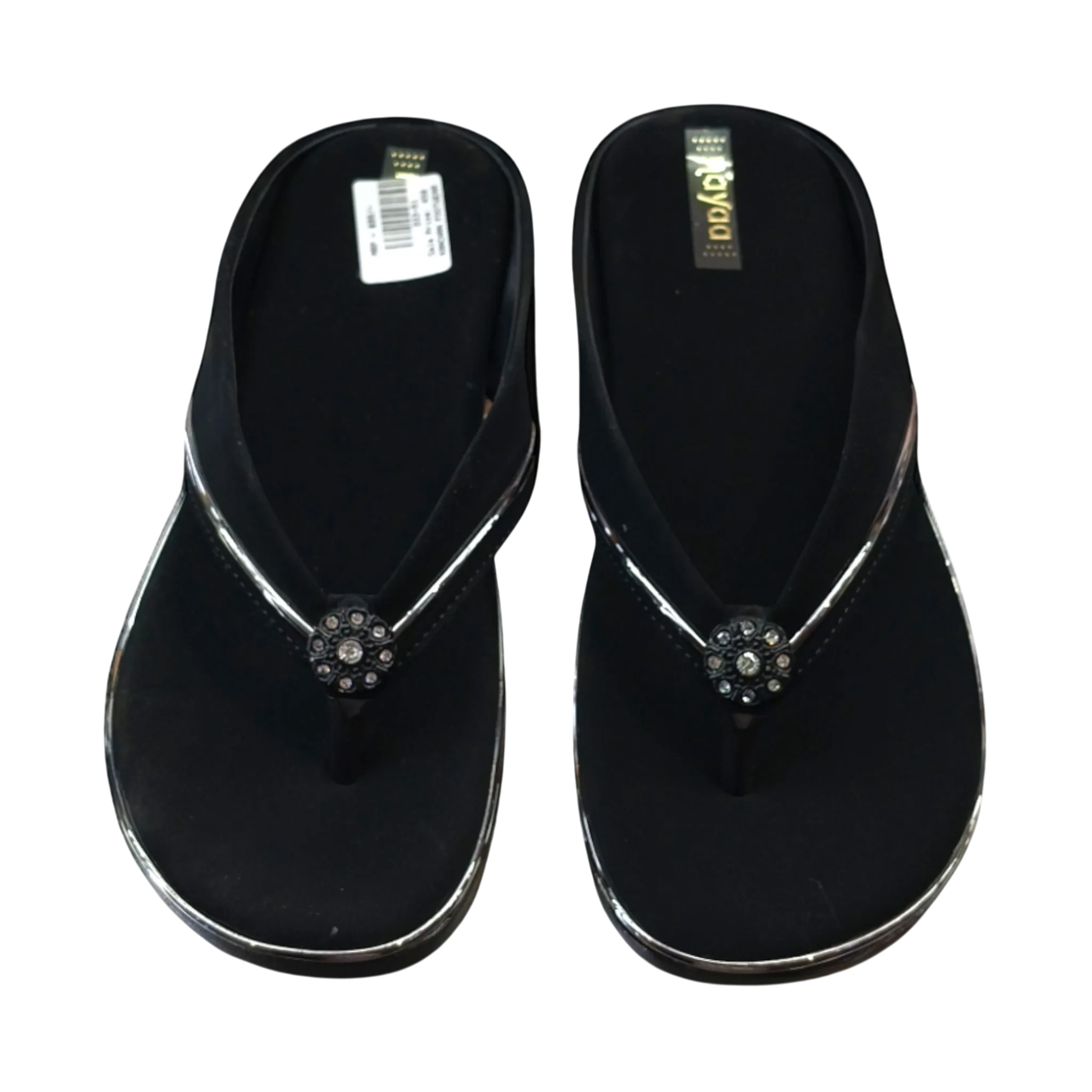 Black Blossom Wedge Flip-Flops D33-51 - Image 3