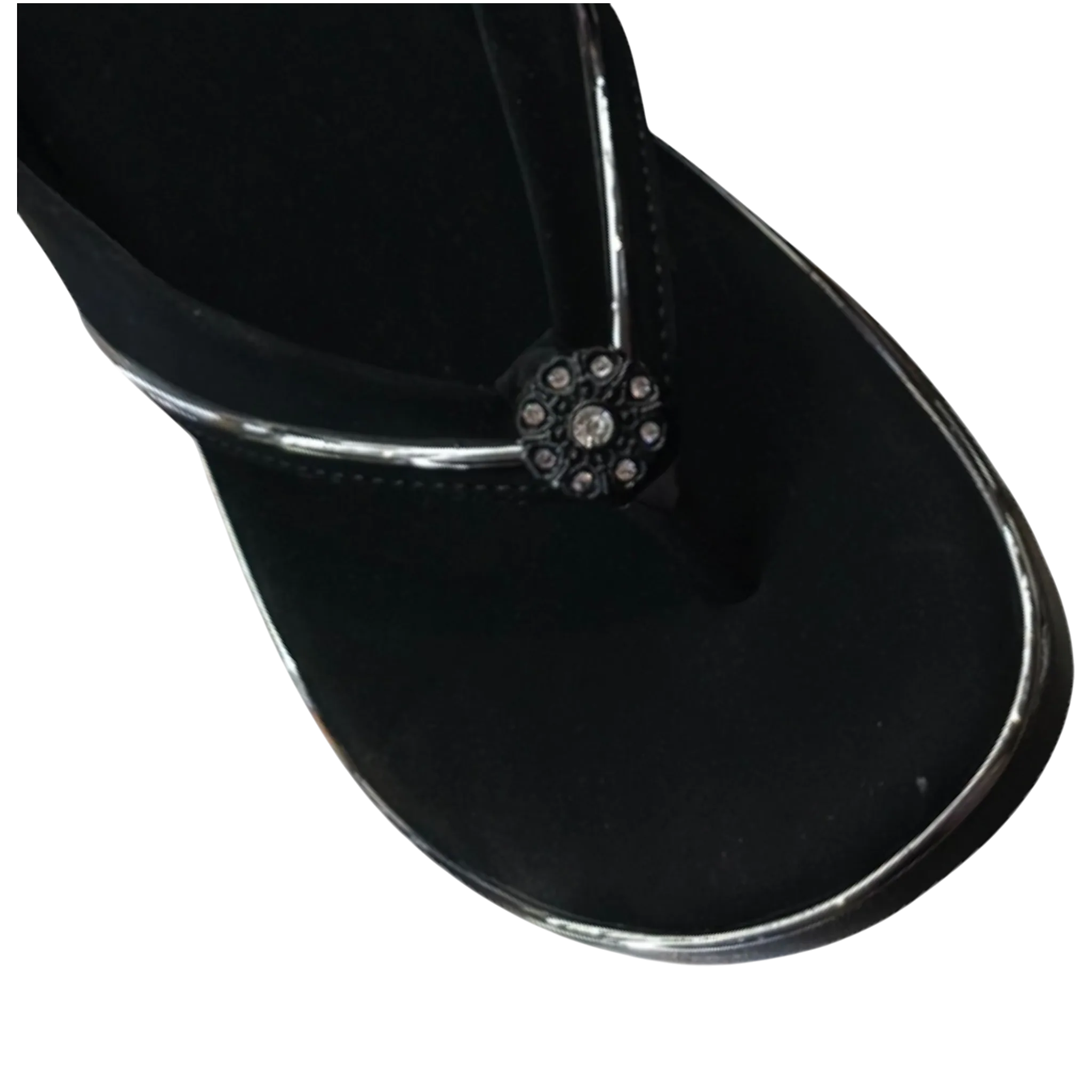 Black Blossom Wedge Flip-Flops D33-51 - Image 2