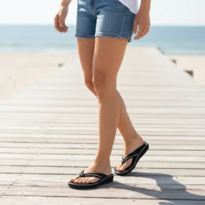 Black Blossom Wedge Flip-Flops D33-51