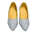 Floral Embroidered Silver Heels D32-44