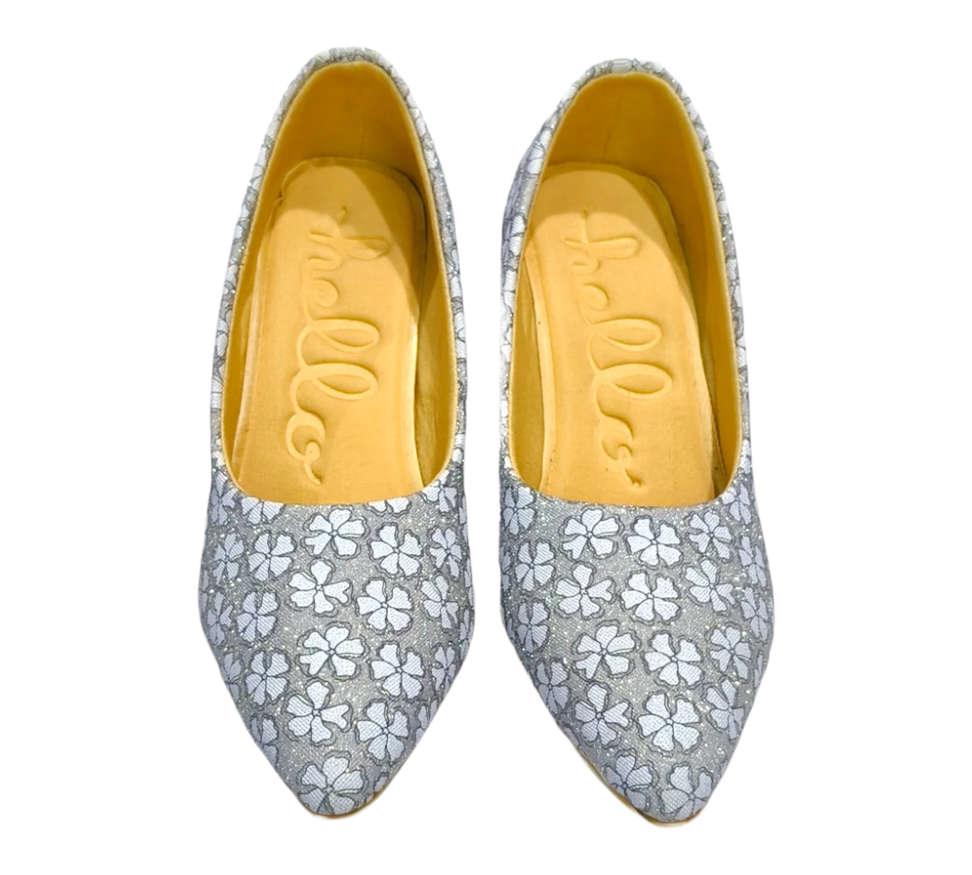 Floral Embroidered Silver Heels D32-44 - Image 2