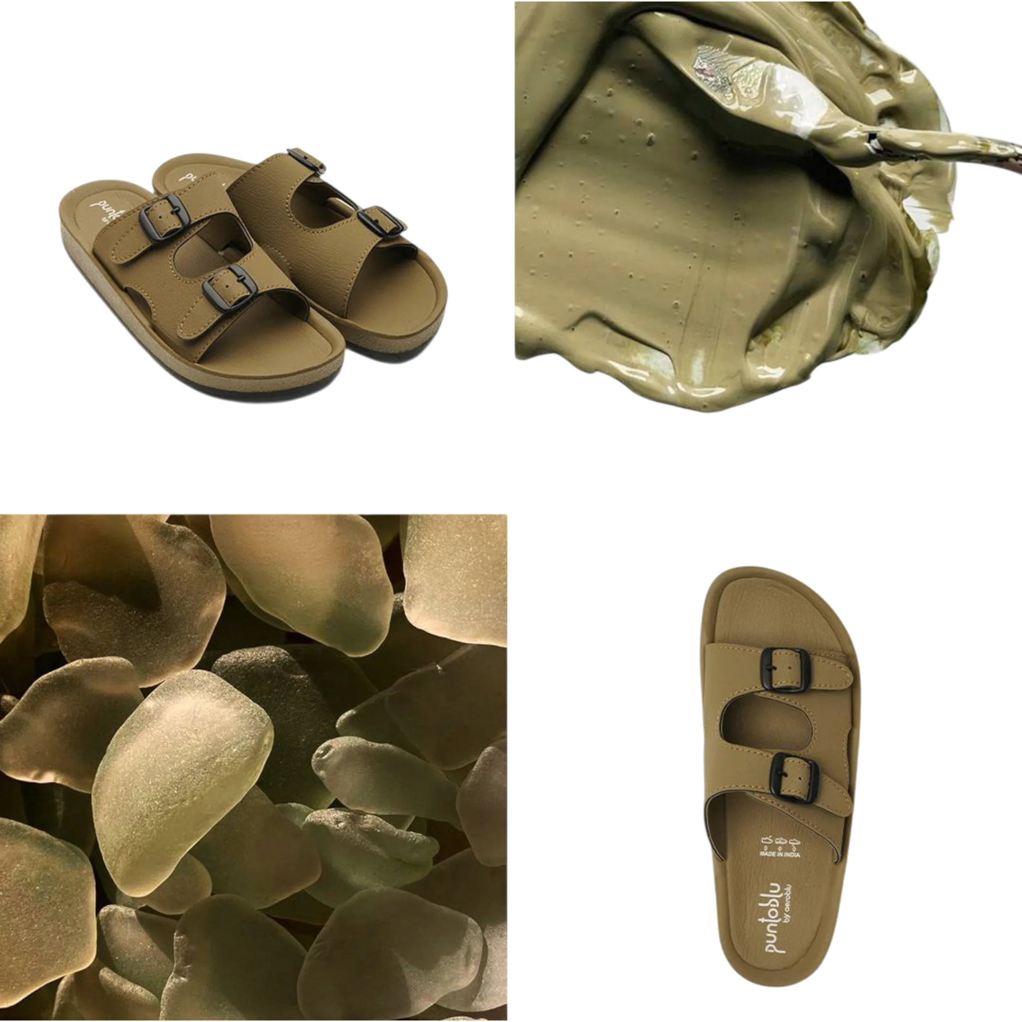 puntoblu Olive Green Comfort Slides ART - ck66