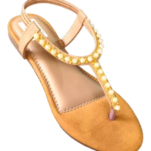 Elegant Pearl & Crystal Embellished T-Strap Sandal D35-35