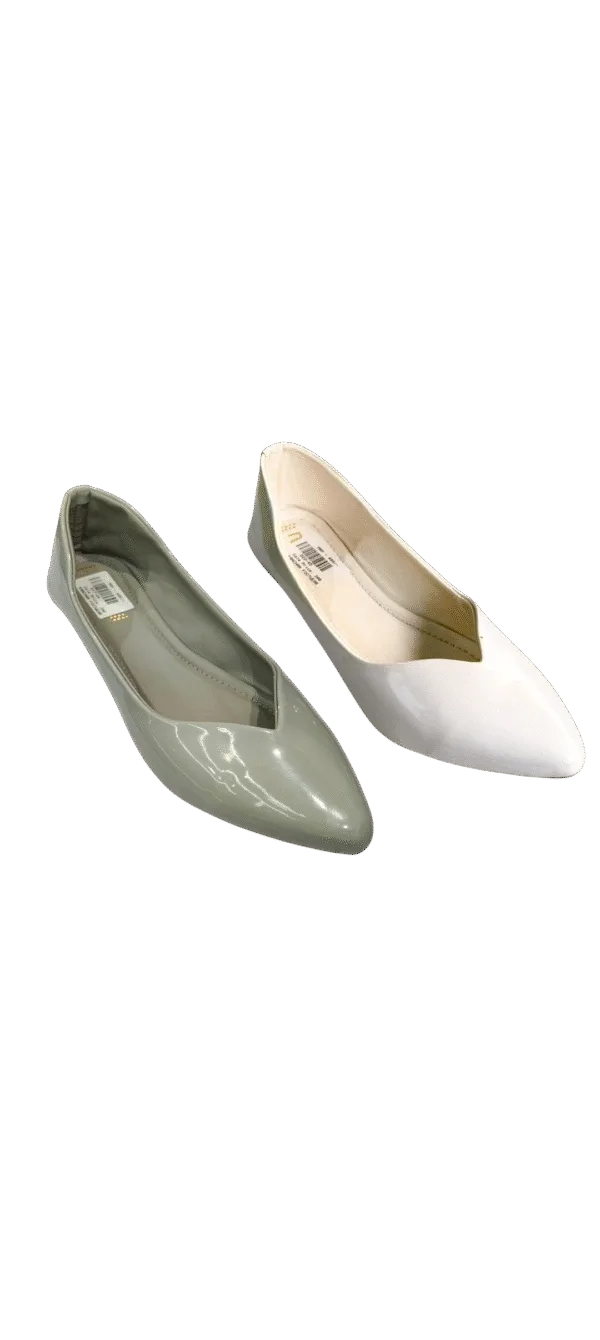 Glossy Duo-Tone Pointed-Toe Flats D17-24