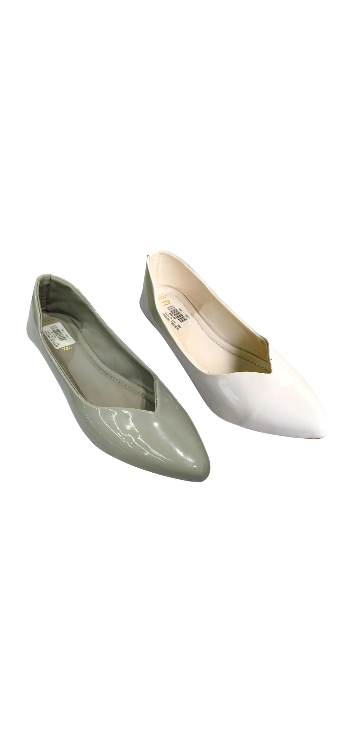 Glossy Duo-Tone Pointed-Toe Flats D17-24