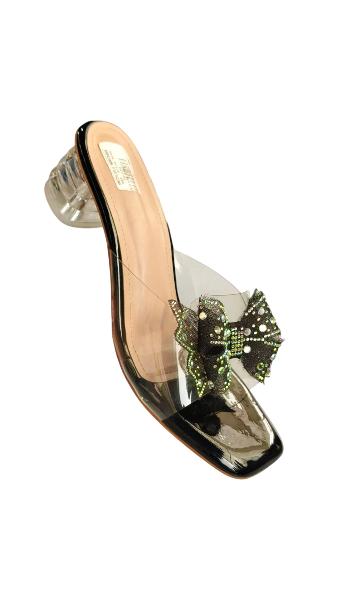 Ladies’ Green Floral Embellished Transparent Block HeelsDESCRIPTION art  D27-02 - Image 2