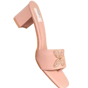 Ladies’ Blush Pink Butterfly Block Heels 
ART D33-39