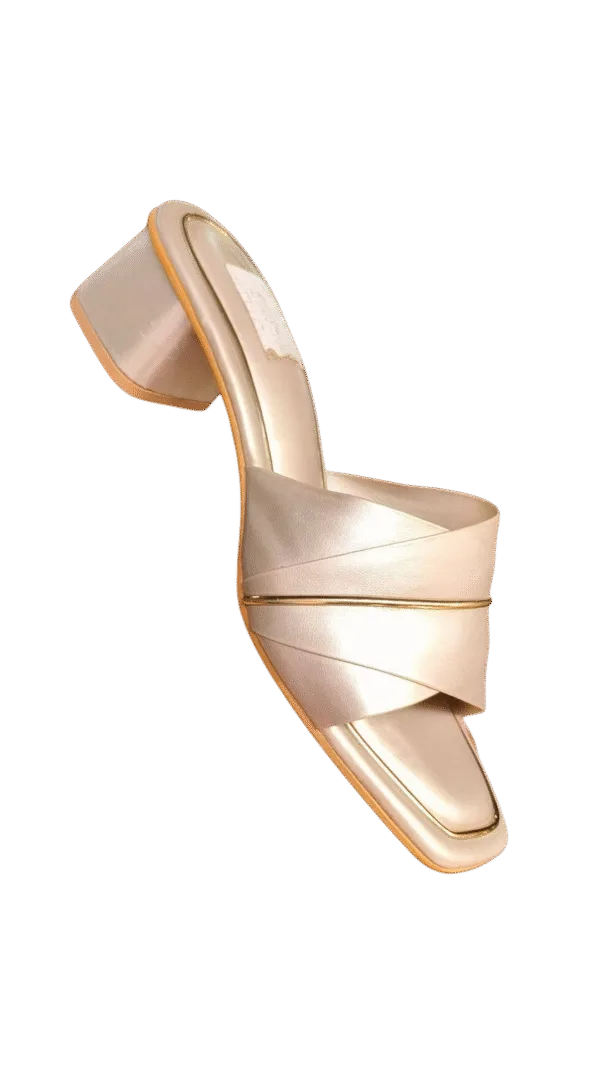 Ladies’ Gold Block Heel Slip-Ons
ART D17-64 - Image 2