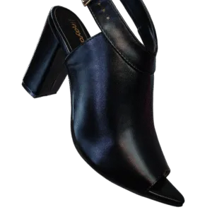 Ladies’ Black Buckled Peep-Toe Block Heels ART D35-33