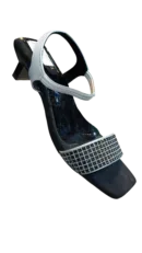 Ladies’ Black & grey  Mesh Block Heels D23-56