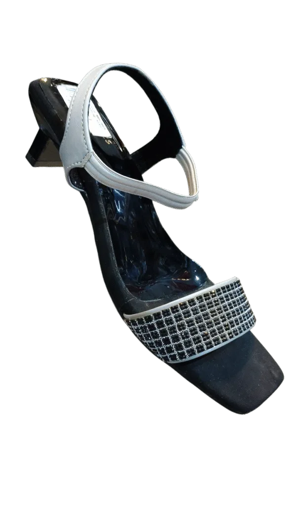 Ladies’ Black & grey  Mesh Block Heels D23-56 - Image 2