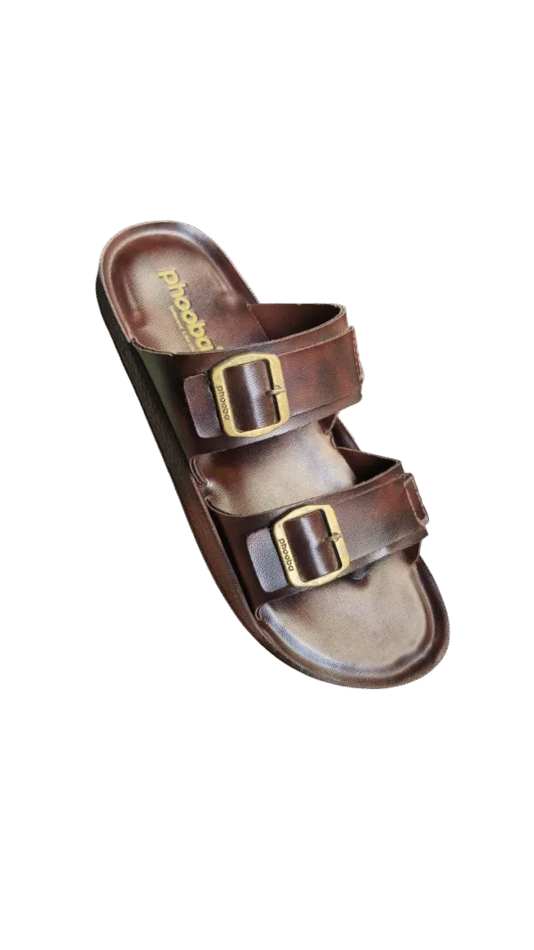 Phooba Brown Double Buckle Comfort Sandals ART - 31355 - Image 2