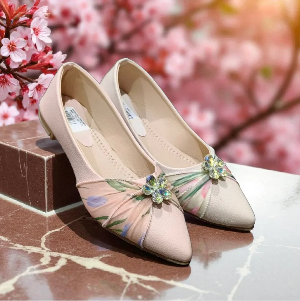 Floral Crystal Embellished Ballerina   D35-58