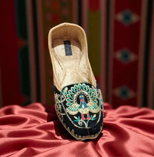 Regal Peacock Velvet Jutti D35-101
