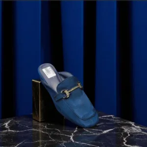 Blue Suede Mules D19-09