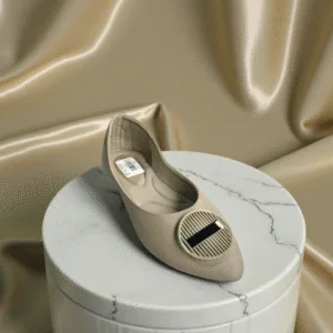 Beige Chic Pointed-Toe Flats with Textured Accent D30-47