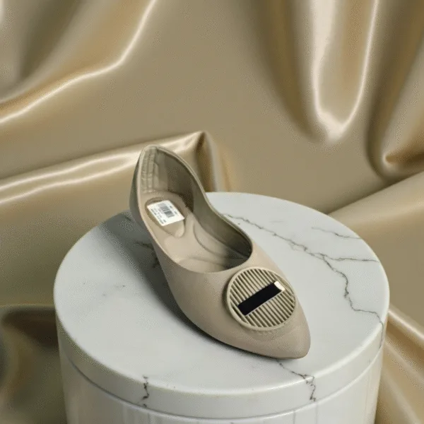 Beige Chic Pointed-Toe Flats with Textured Accent D30-47 - Image 2
