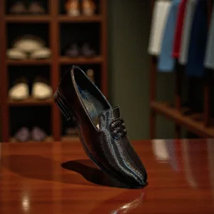 Black Textured Monogram Loafers
ART - D26-37