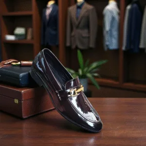 Black Patent Leather Horsebit Loafers ART - D33-103.2