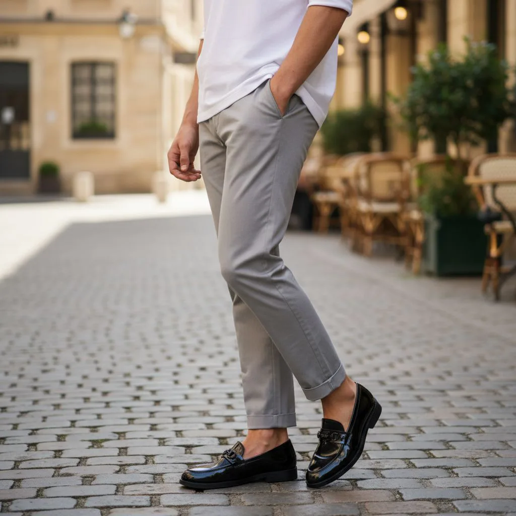 Black Patent Chain Decor Loafers ART - D34-04 - Image 2