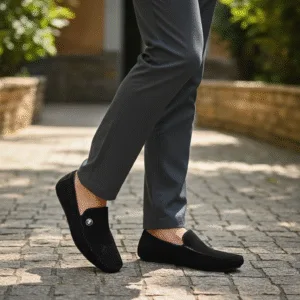 Black Suede Logo Moccasins ART - D34-35