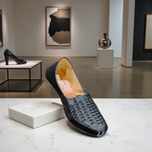 Men's Black Woven Pattern Slip-Ons art  D35-98.1