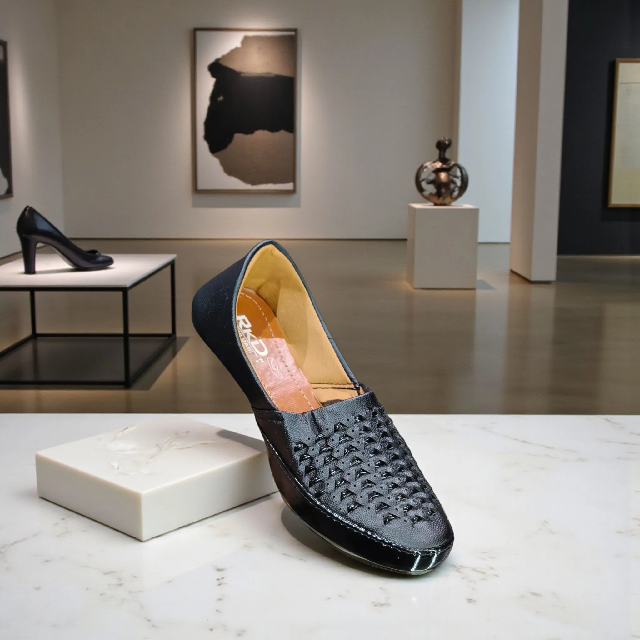 Men's Black Woven Pattern Slip-Ons art  D35-98.1