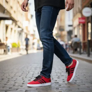 Red & Black Striped Athletic Sneakers ADIDAS FIRST COPY ART - NEO 2