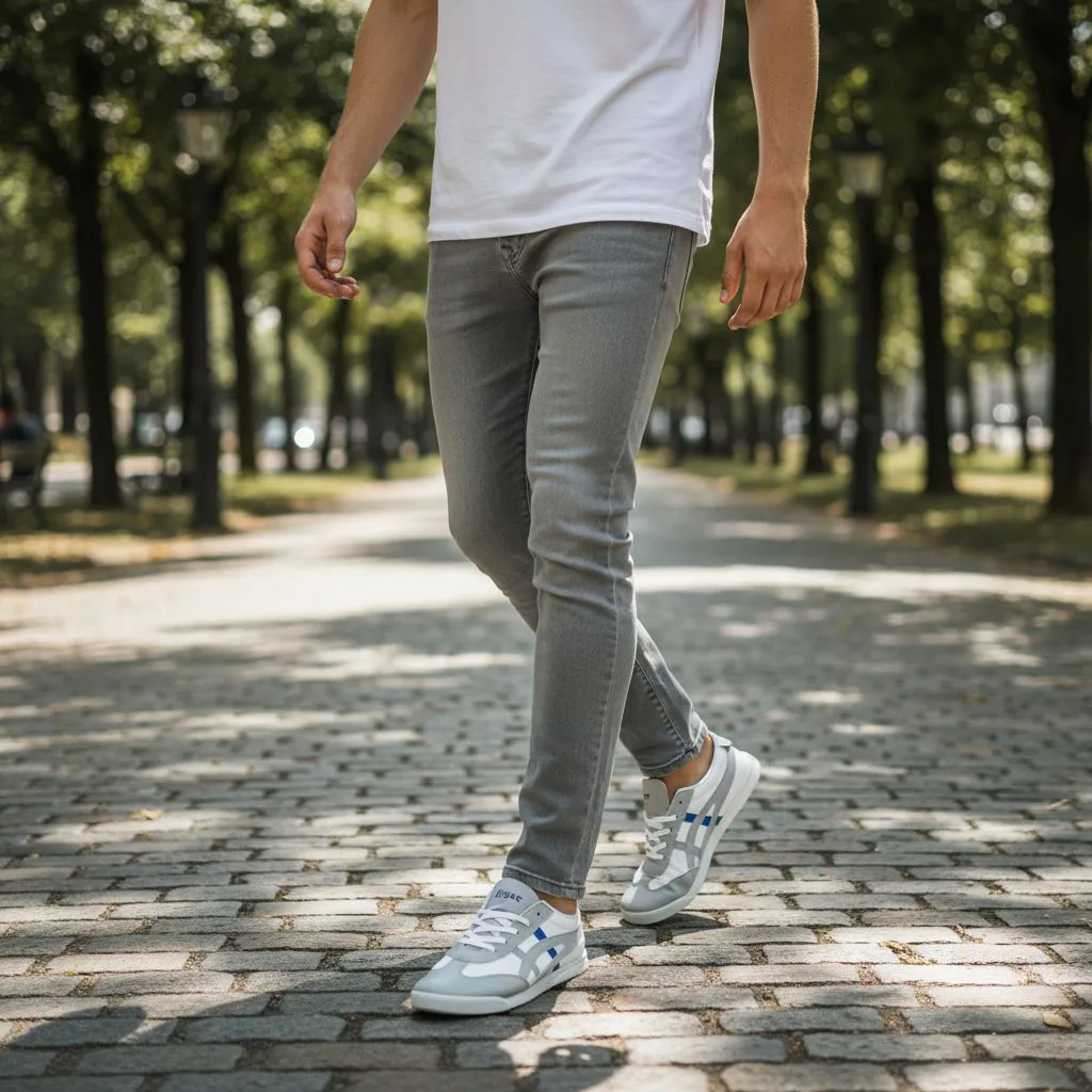 Grey & White Low-Top Sport Sneakers
ART - D35-95 - Image 2
