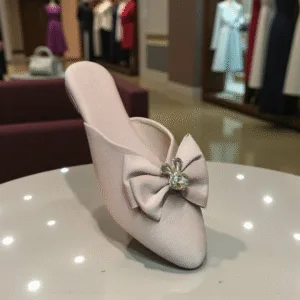 Crystal Bow Mules – Slip-On Designer Flats D38-36