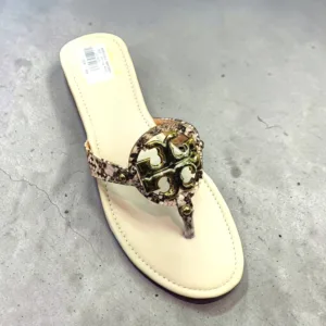 Snakeskin-Accent Medallion Thong Sandals 👡 ART - D35-17