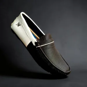 🟤 Dual-Tone Pebble Grain Driving Loafers Art - d35-88