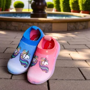 Rainbow Unicorn Kids Slip-On Shoes LANCER   (Blue & Pink) ART - L-LIGHT