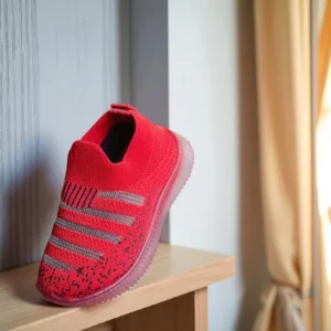 Red Striped Sporty Kids light shoe Slip-On Sneakers ART - glow 18
