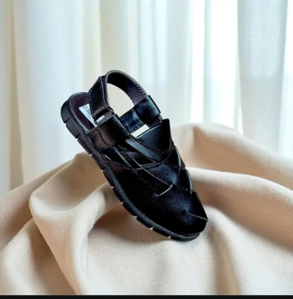 Kids Black Fisherman Sandal 👦🖤 ART - h19-06