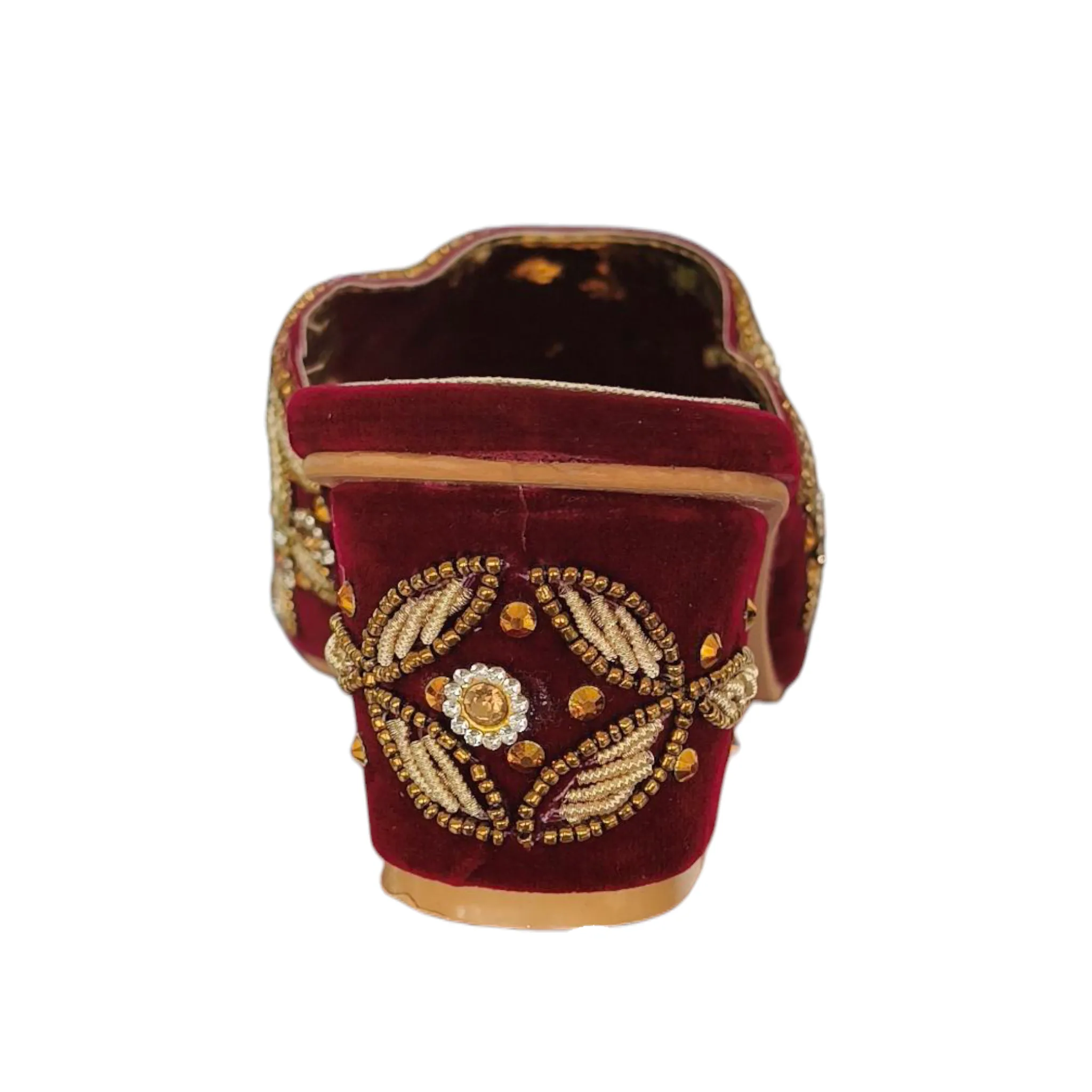 Bridal Maroon-Golden Embroidered Heels ART - D36-43 - Image 2