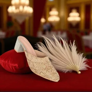 Ladies Golden Embellished Mule Heels ART - D36-42