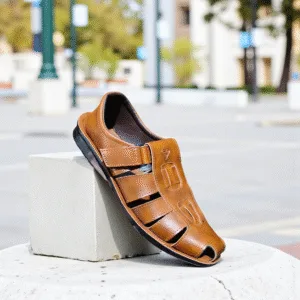 Men’s Leather Sandal – Classic Brown Comfort ART - 12505