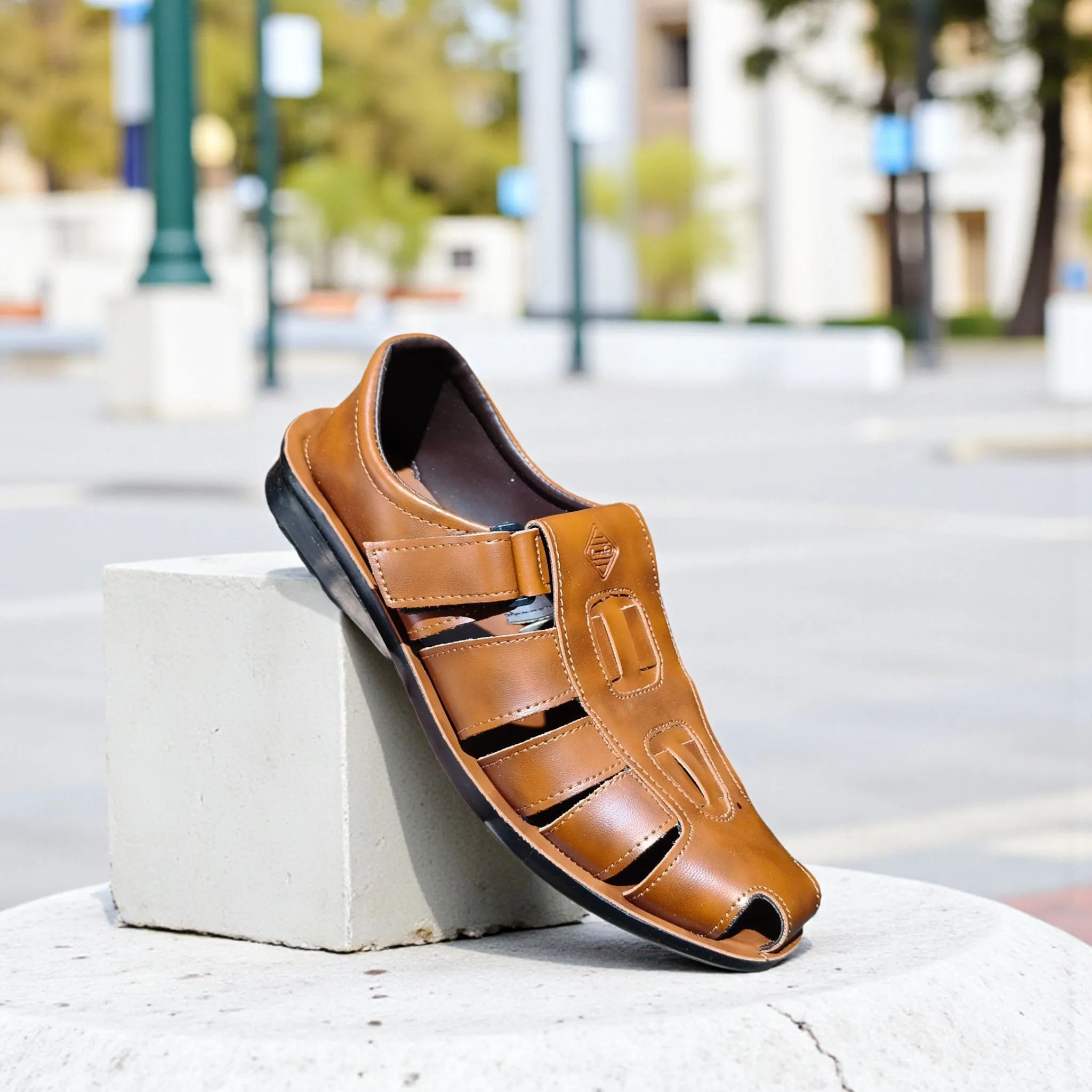 Men’s Leather Sandal – Classic Brown Comfort ART - 12505