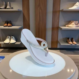 Women’s Fancy Wedge Sandal – White Sparkle Edition ART - D37-12