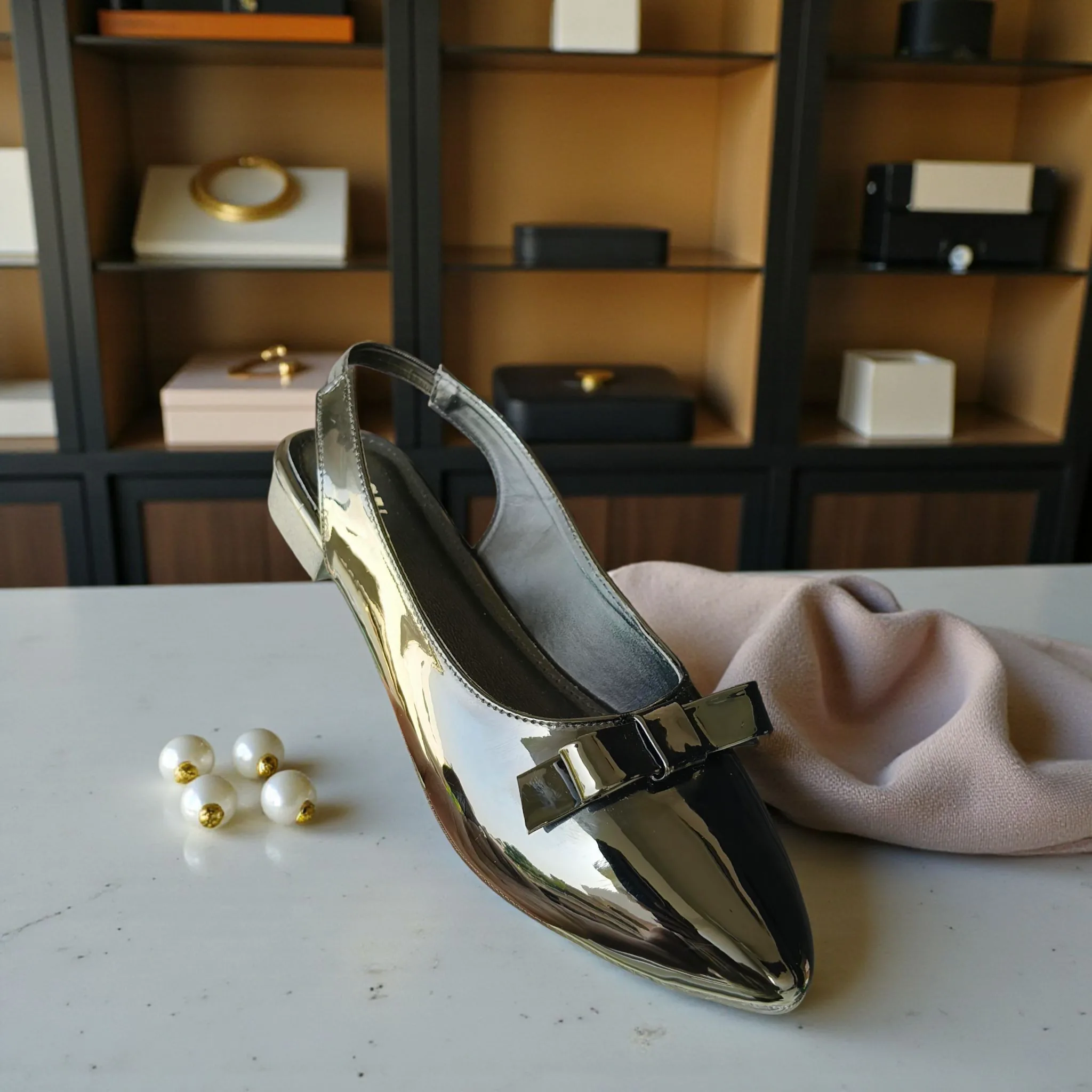 Black Glossy Slingback Ballerina ART - d37-02