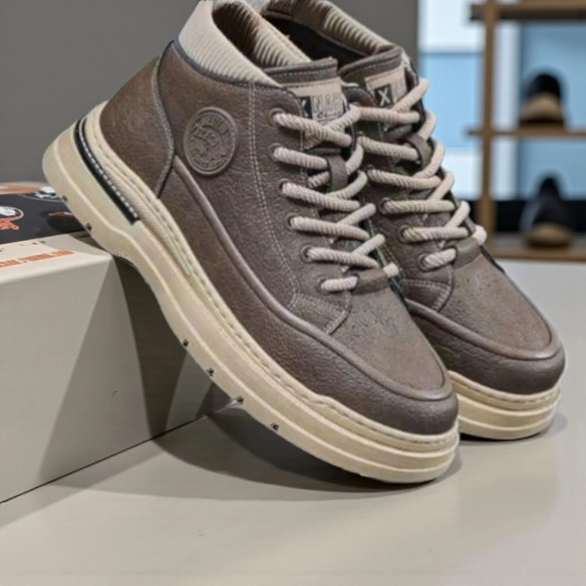 Boys' Brown High-Top Sneakers ART  - D37-17