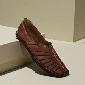 Men's Brown Leather Kolhapuri Slip-Ons ART - D37-18
