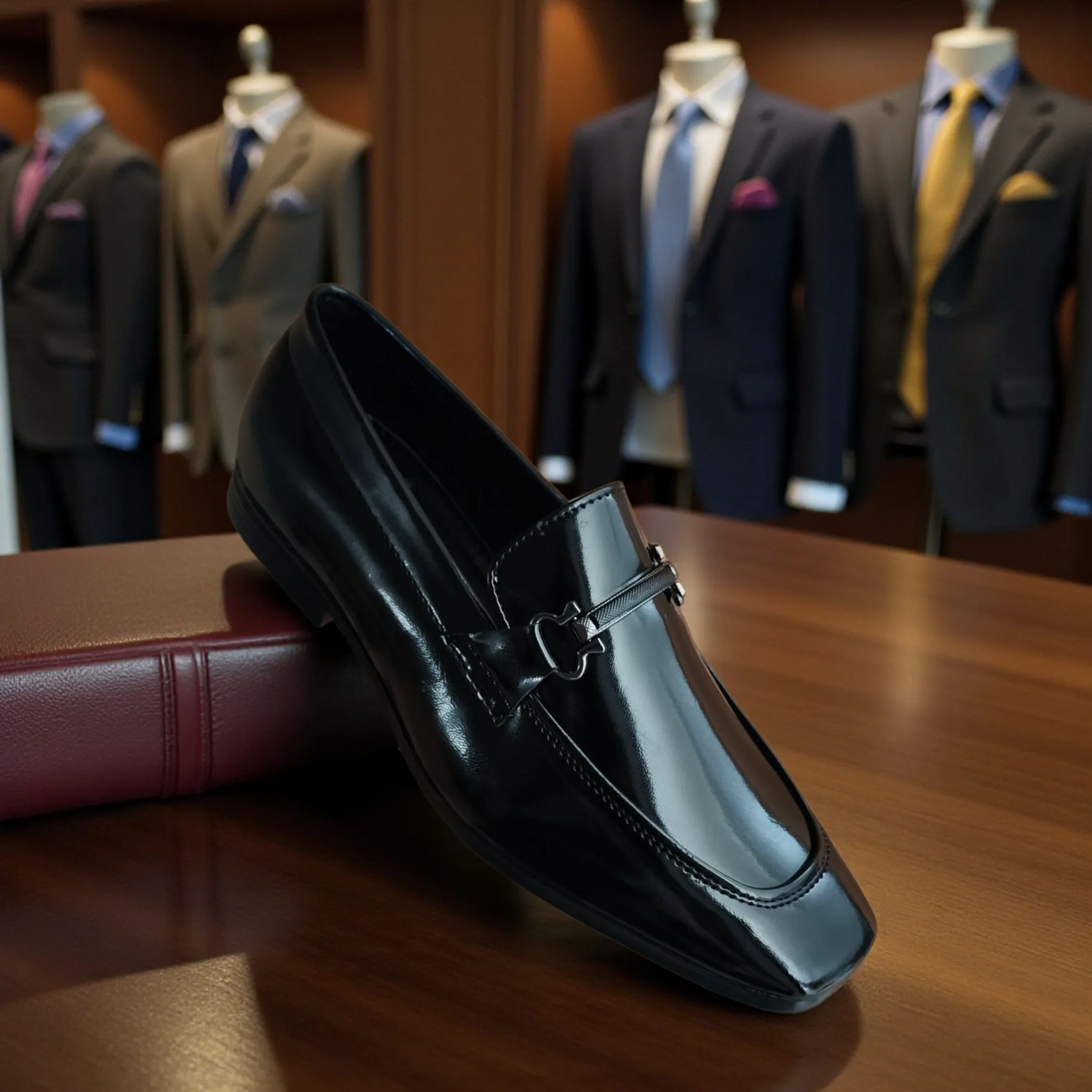 Men's Black Patent Leather Loafers ART - D37-22