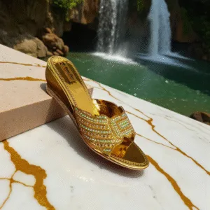 Golden Designer Ladies Wedge Sandals ART - d37-15