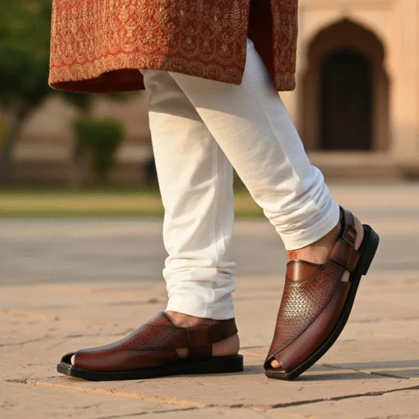 Traditional Men's Peshawari Sandals ART - d37-35 - Image 2