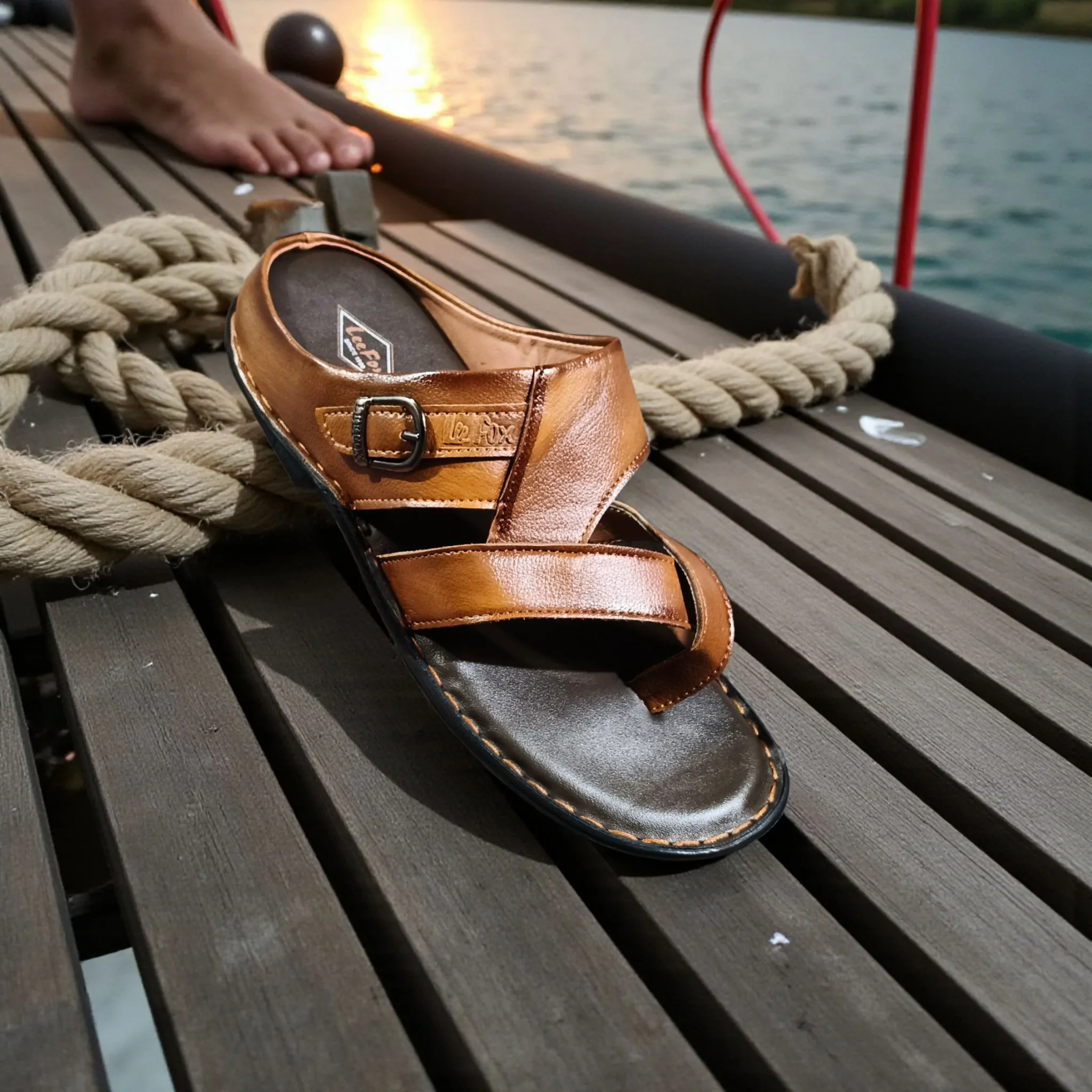 Leefox Men’s Brown Leather Sandals D37-39