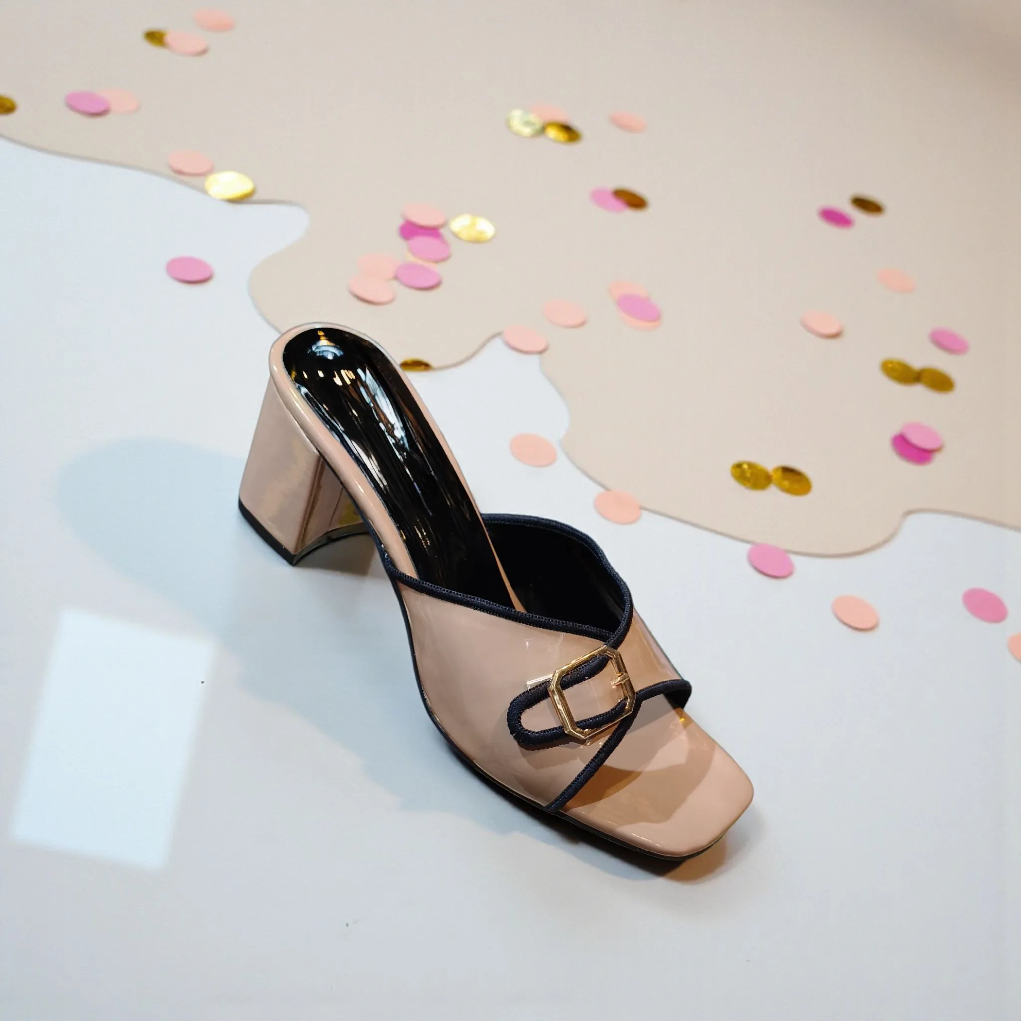 Ladies’ Block Heel Open-Toe Slippers ART - D38-03