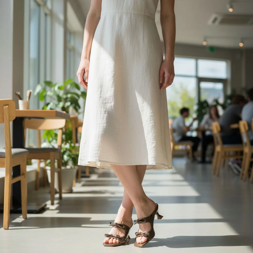 Ladies' Double Bow Low Heel Sandals ART - d38-05 - Image 2