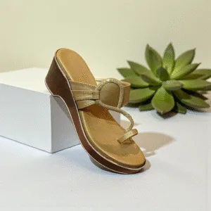 Ladies' Gold Ethnic Wedge Sandals ART - d38-13